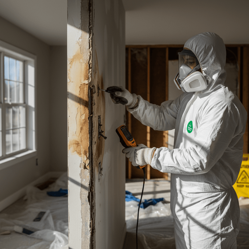 Certified specialist conducting damage assessment and property inspection