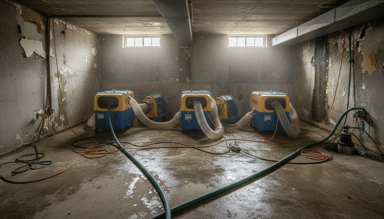 Flooded basement cleanup